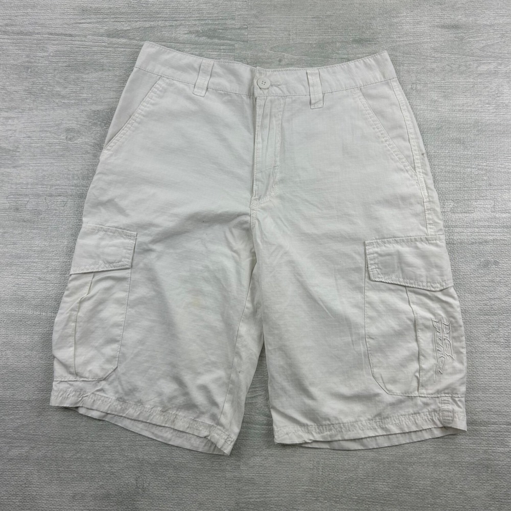 Vintage Y2K‎ No Fear Cargo Shorts Size 32 White Baggy Skater